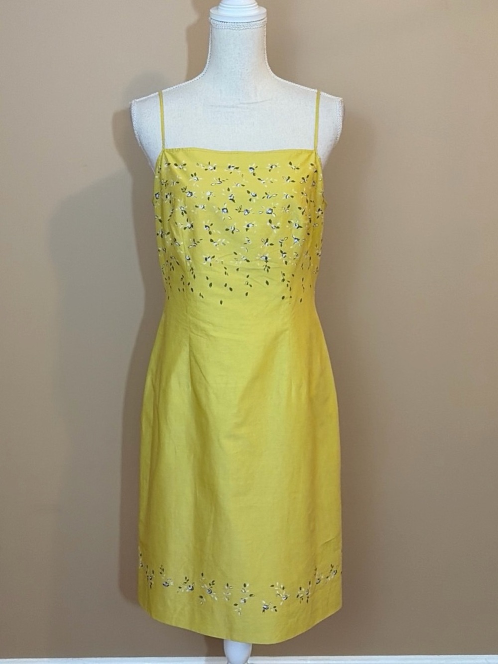 Vintage 90s Ann Taylor Size 8 Yellow Floral Slip Dress